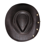 Chokore Chokore Leather Cowboy Hat with Metal Ring Details (Dark Brown) 