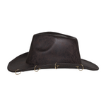 Chokore Chokore Leather Cowboy Hat with Metal Ring Details (Dark Brown) 