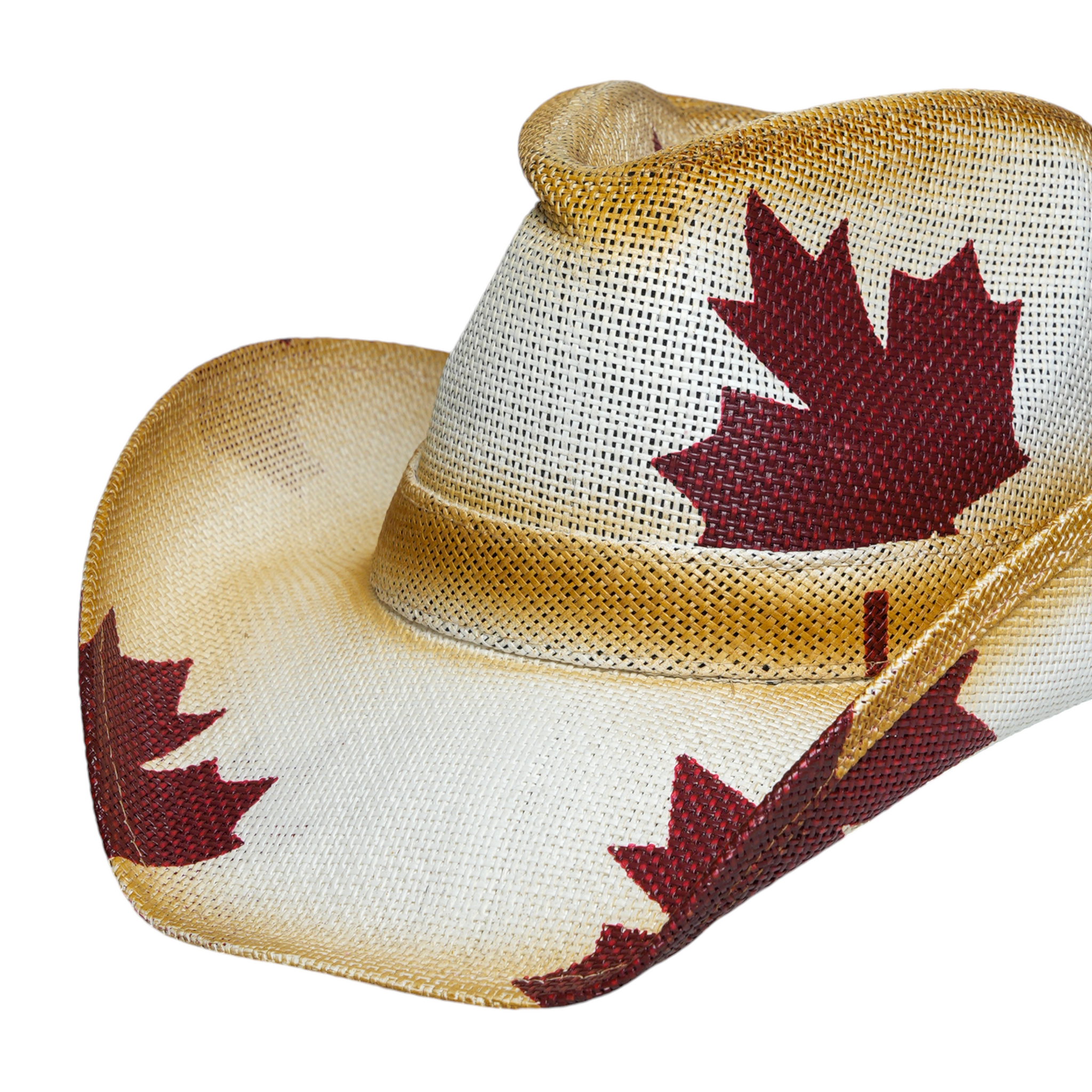 Chokore Maple Leaf Handcrafted Straw Cowboy Hat (Camel)