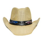 Chokore Chokore Handcrafted Straw Cowboy Hat with American Flag Detail (Beige) 