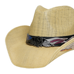 Chokore Chokore Handcrafted Straw Cowboy Hat with American Flag Detail (Beige) 