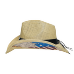 Chokore Chokore Handcrafted Straw Cowboy Hat with American Flag Detail (Beige) 