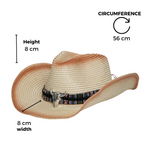 Chokore Chokore Ombre Straw Cowboy Hat with Bull Head Belt (Light Brown) 