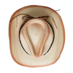 Chokore Chokore Ombre Straw Cowboy Hat with Bull Head Belt (Light Brown) 