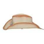 Chokore Chokore Ombre Straw Cowboy Hat with Bull Head Belt (Light Brown) 