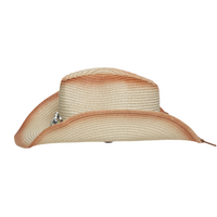 Chokore Chokore Ombre Straw Cowboy Hat with Bull Head Belt (Light Brown)