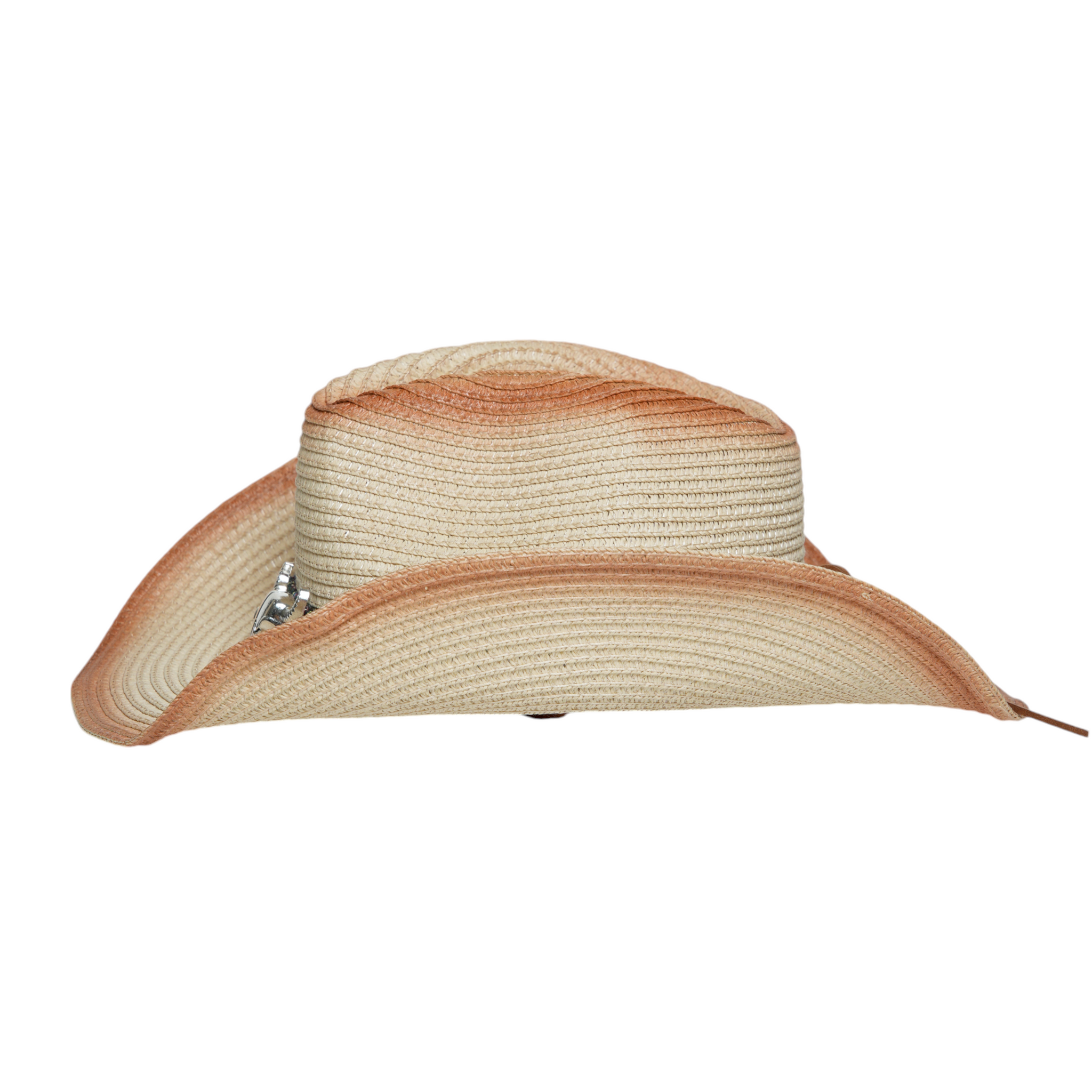 Chokore Ombre Straw Cowboy Hat with Bull Head Belt (Light Brown)