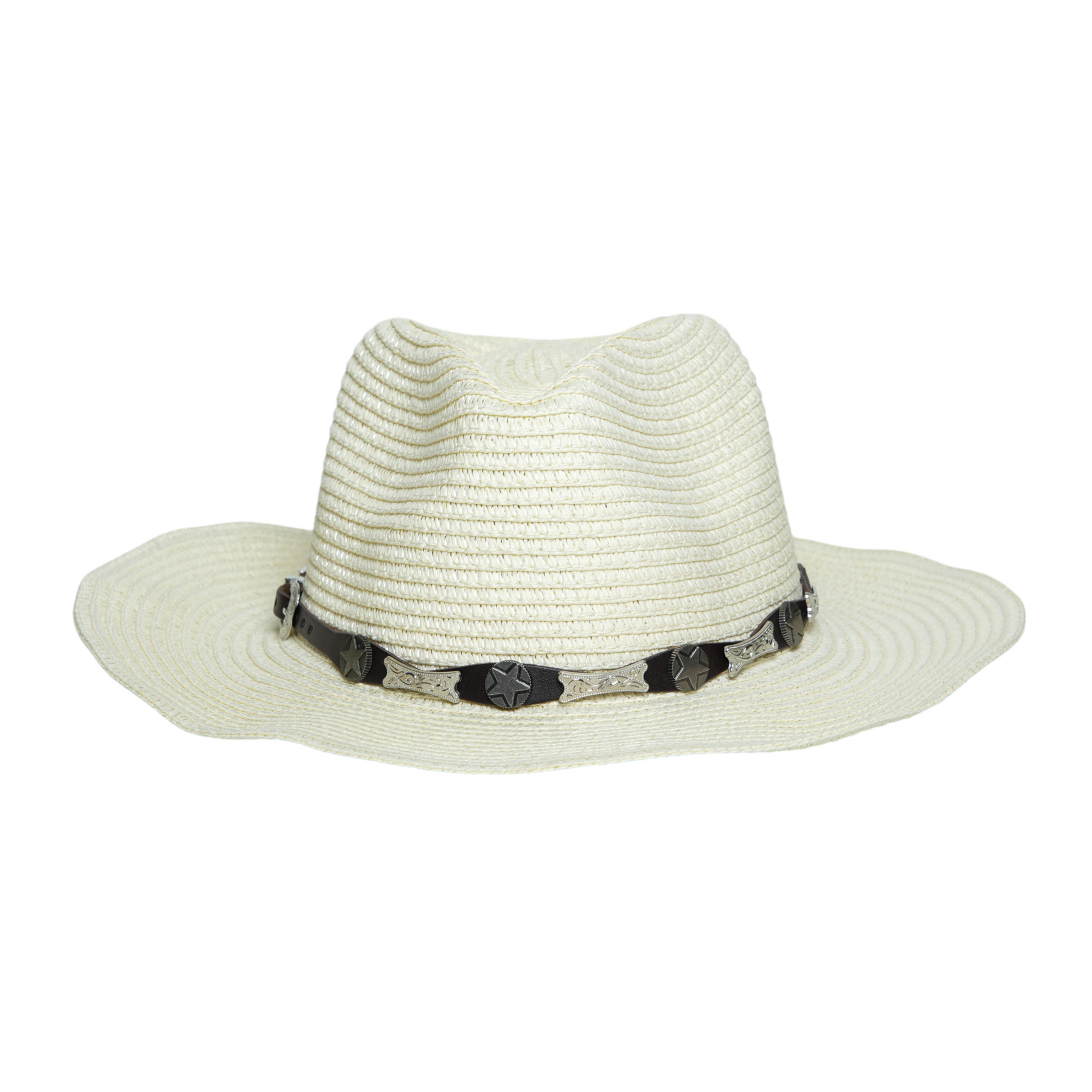 Chokore Summer Straw Hat with Buckle Belt (Off White)