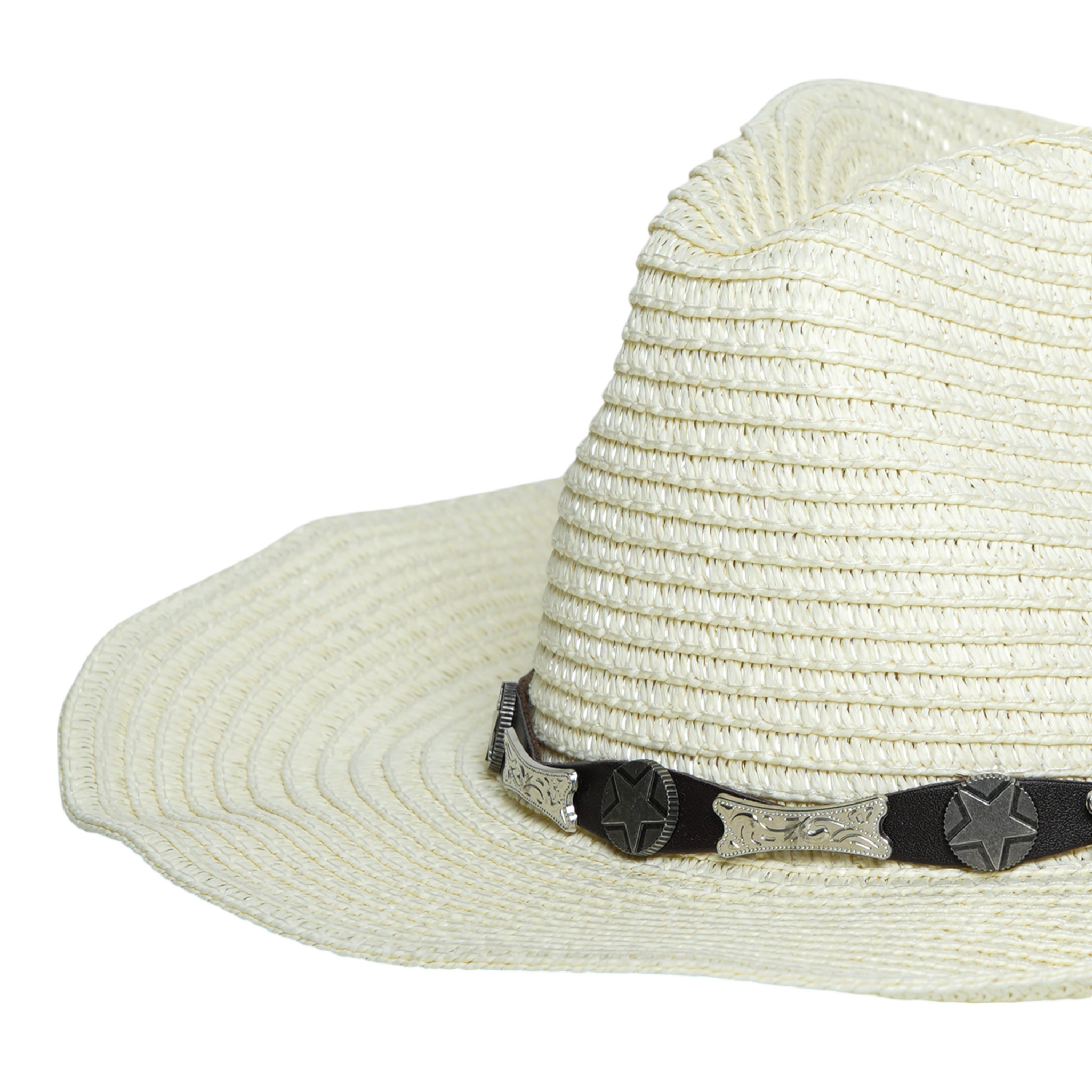 Chokore Summer Straw Hat with Buckle Belt (Off White)