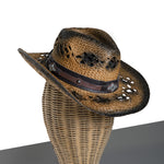 Chokore Chokore Summer Straw Hat with Buckle Belt (Off White) Chokore Rustic Straw Cowboy Hat (Dark Brown)