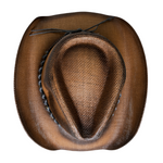 Chokore Chokore Handcrafted Straw Cowboy Hat with Bull Head Belt (Brown) 