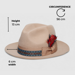 Chokore  Chokore Classic Belle Fedora Hat with Feather Detail (Beige)