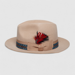 Chokore Chokore Classic Belle Fedora Hat with Feather Detail (Beige) 