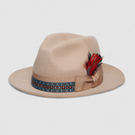 Chokore Chokore Classic Belle Fedora Hat with Feather Detail (Beige) 