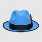 Chokore  Chokore Classic Bluebird Fedora Hat with Feather Detail (Sky Blue)