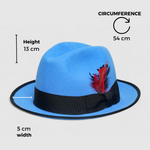 Chokore  Chokore Classic Bluebird Fedora Hat with Feather Detail (Sky Blue)