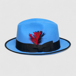 Chokore Chokore Classic Bluebird Fedora Hat with Feather Detail (Sky Blue) 