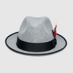 Chokore  Chokore Urban Charm Fedora Hat with Feather Detail (Grey)