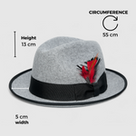 Chokore  Chokore Urban Charm Fedora Hat with Feather Detail (Grey)