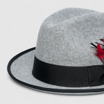 Chokore Chokore Urban Charm Fedora Hat with Feather Detail (Grey) 