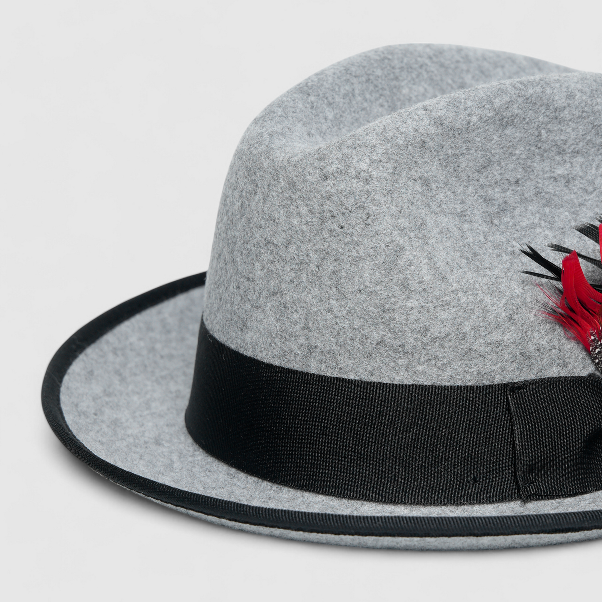 Chokore Urban Charm Fedora Hat with Feather Detail (Grey)