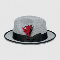 Chokore Chokore Urban Charm Fedora Hat with Feather Detail (Grey)