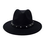 Chokore Chokore Pinched Fedora Hat with PU Leather Belt (Black) Chokore Fedora Hat with Spiked Leather Band (Black)