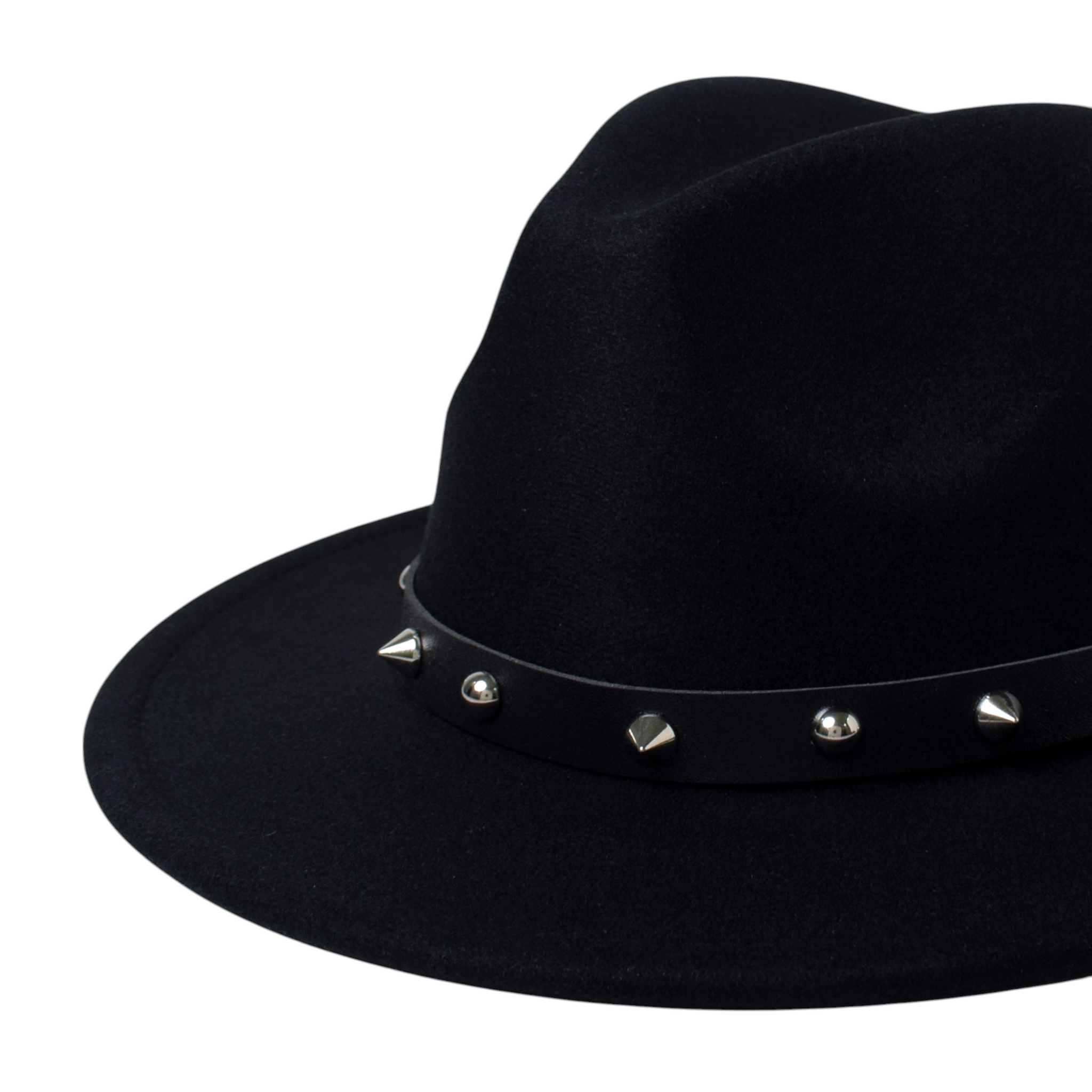 Chokore Fedora Hat with Spiked Leather Band (Black)