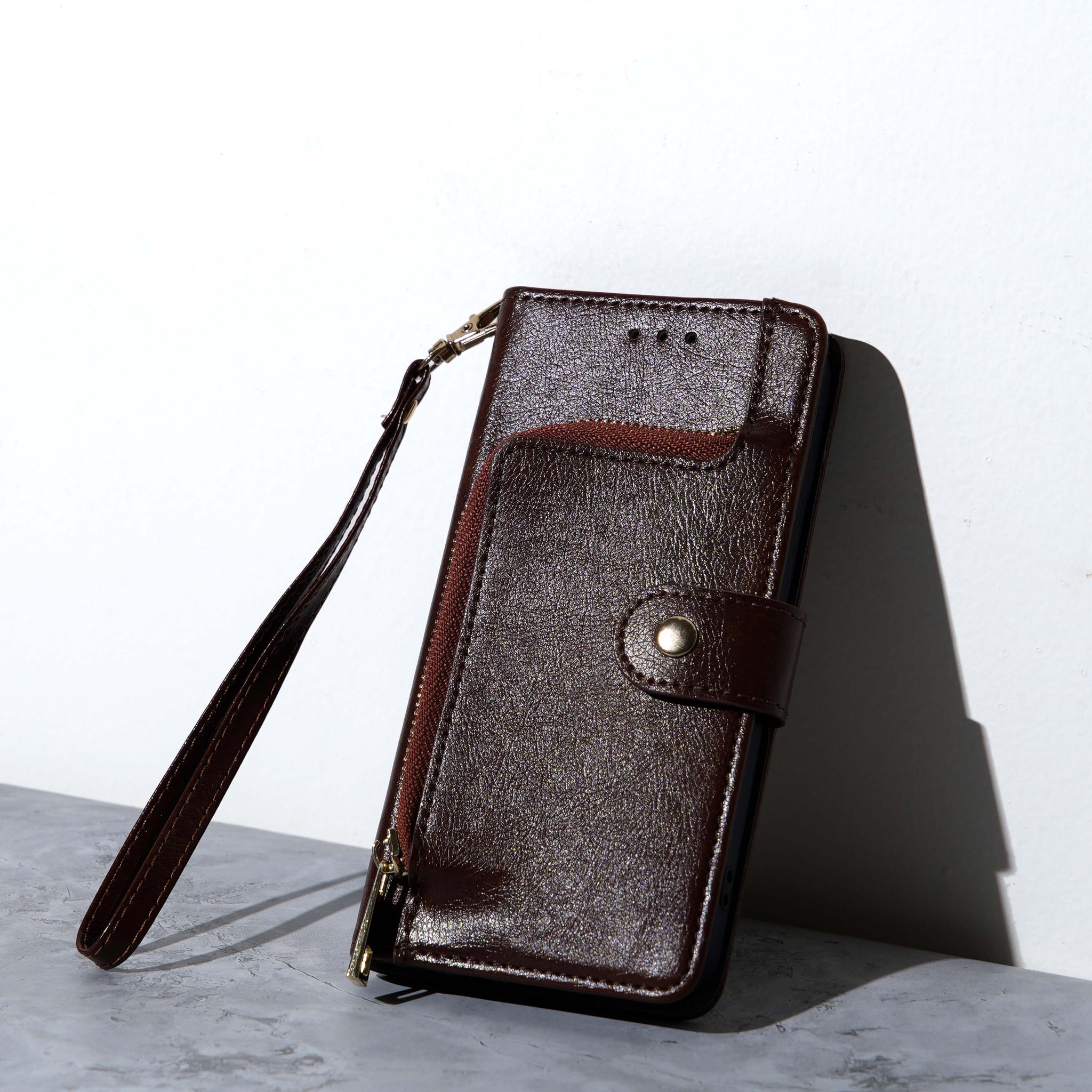 Chokore Leather Wallet Cover with Card Pocket (Brown) for iPhone