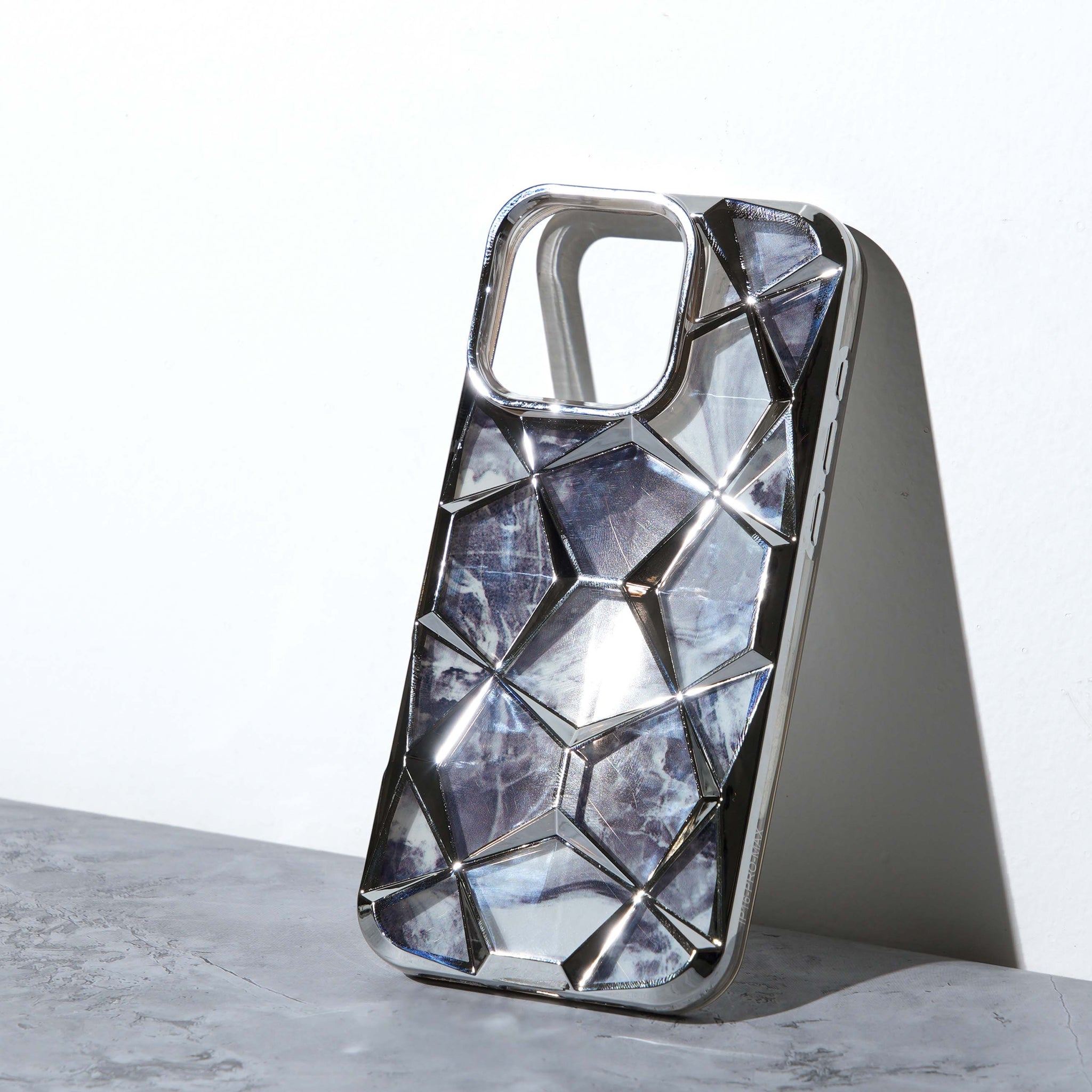 Chokore 3D Geometric Marble Cover (Silver) for iPhone