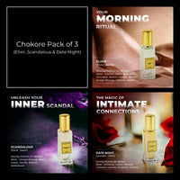 Chokore Chokore Perfume Combo Pack of 3 Only For Women (Elixir, Scandalous, & Date Night) | 3 x 20 ml