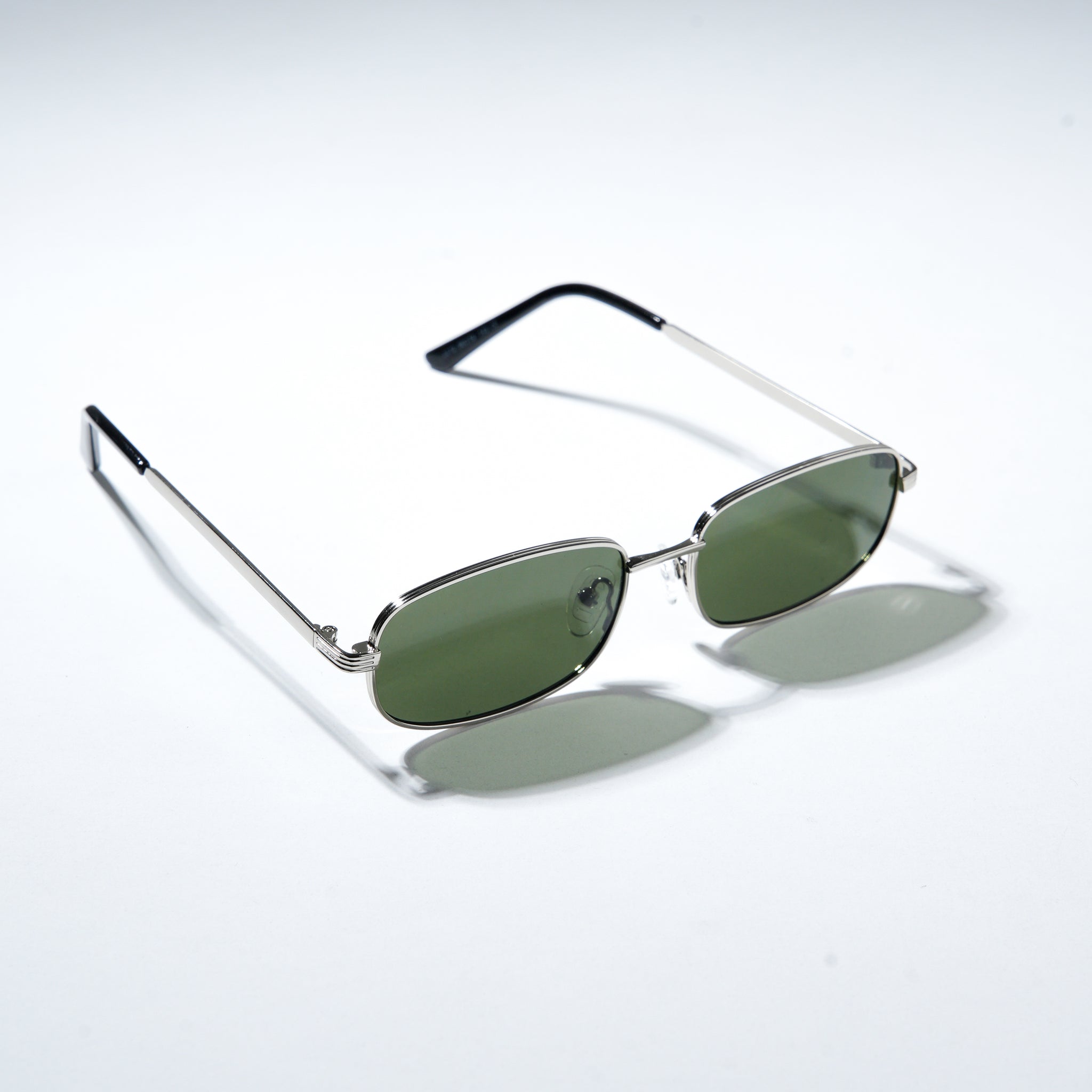 Chokore Retro Small Metal Frame Sunglasses (Green & Silver)