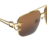 Chokore Chokore Chic Double Bridge Aviator Sunglasses (Golden & Brown) 