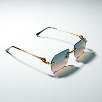 Chokore Chokore Retro Small Metal Frame Sunglasses (Blue & Golden)