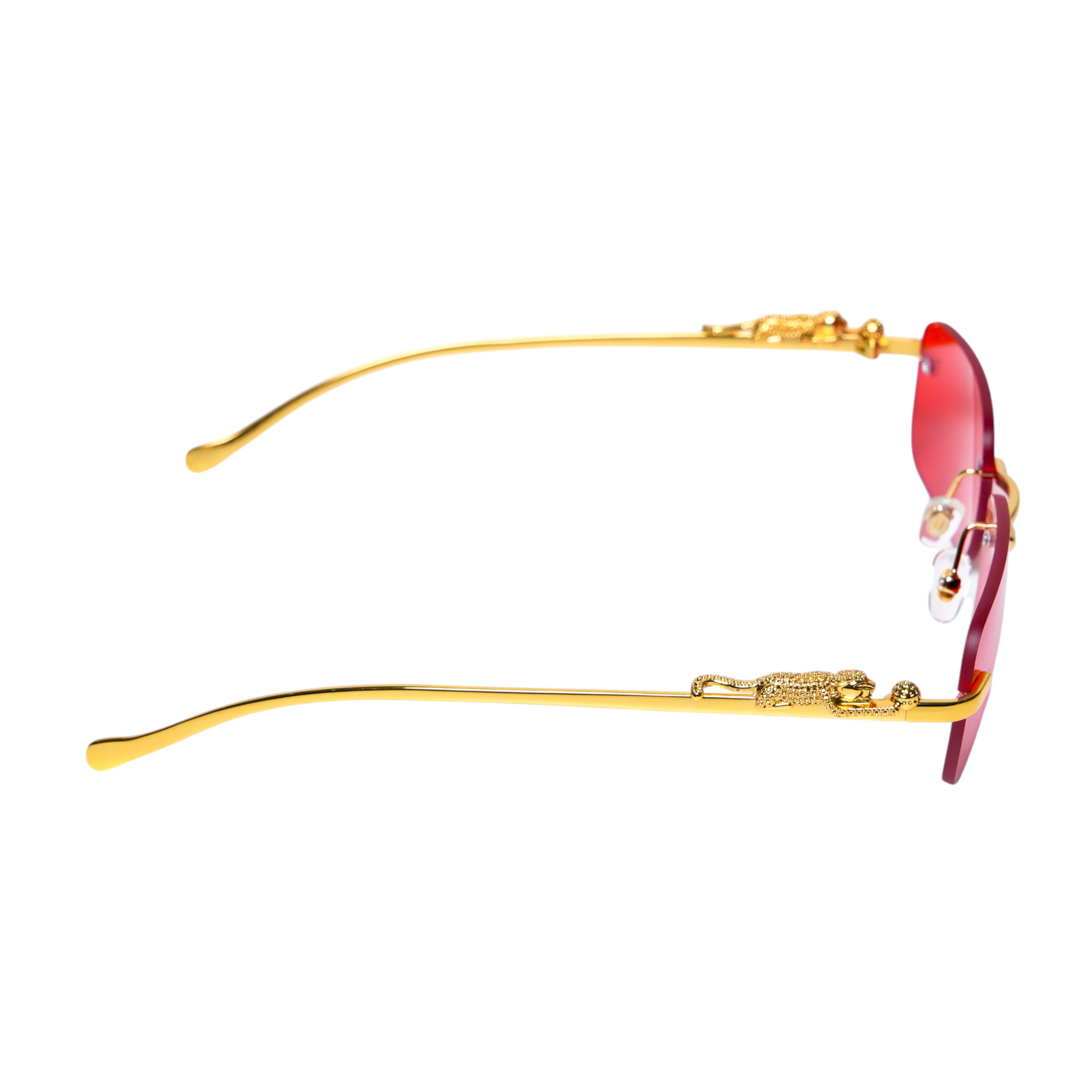 Chokore Rectangular Leopard Sunglasses (Red)