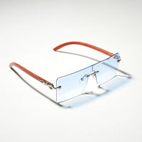 Chokore Chokore Rimless Leopard Square Sunglasses (Blue)