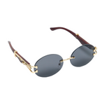 Chokore Chokore Leopard-design Rimless Sunglasses with Wooden Temples (Black) 