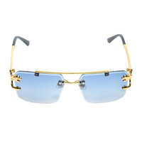 Chokore Chokore Double Bridge Rimless Leopard Head Sunglasses (Blue)