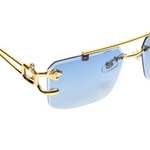 Chokore Chokore Double Bridge Rimless Leopard Head Sunglasses (Blue) 