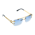 Chokore Chokore Double Bridge Rimless Leopard Head Sunglasses (Blue) 