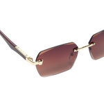 Chokore Chokore Rimless Leopard Head Sunglasses with Wooden Temple (Brown) 