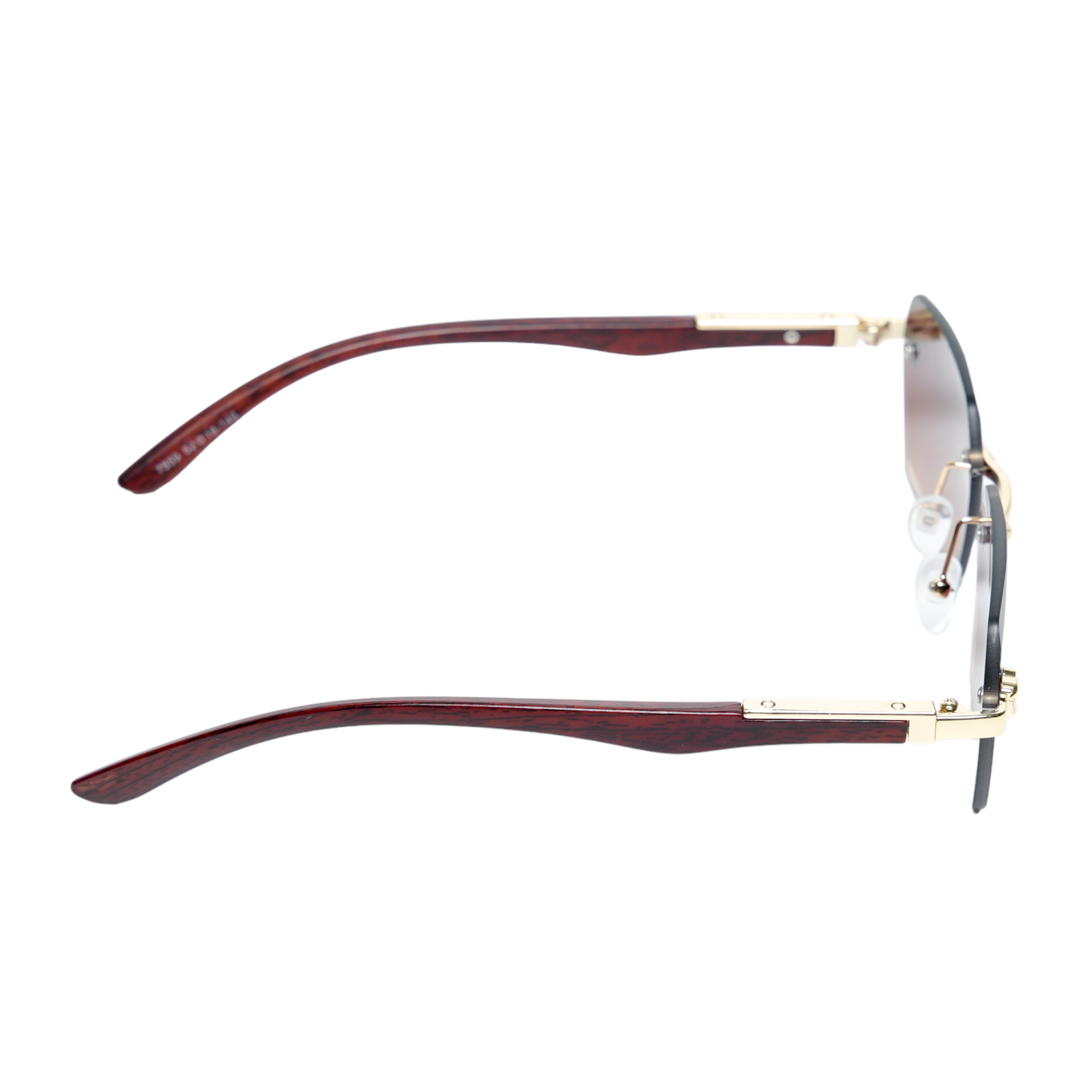 Chokore Rimless Leopard Head Sunglasses with Wooden Temple (Brown)