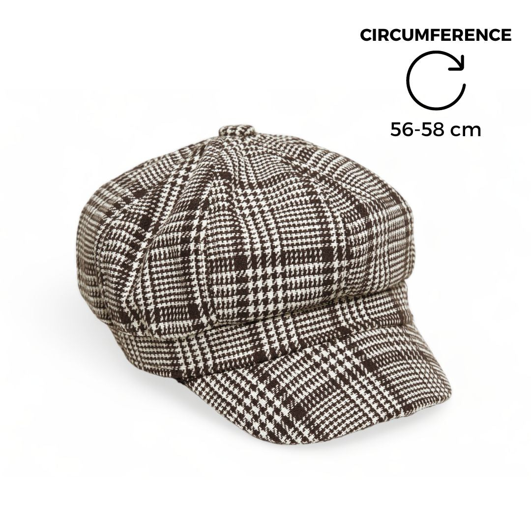 Chokore Vintage Houndstooth Newsboy Cap (Khaki)