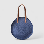 Chokore Textured Statement Earrings, Gold plated. Handmade Chokore Round Beach Bag in Blue