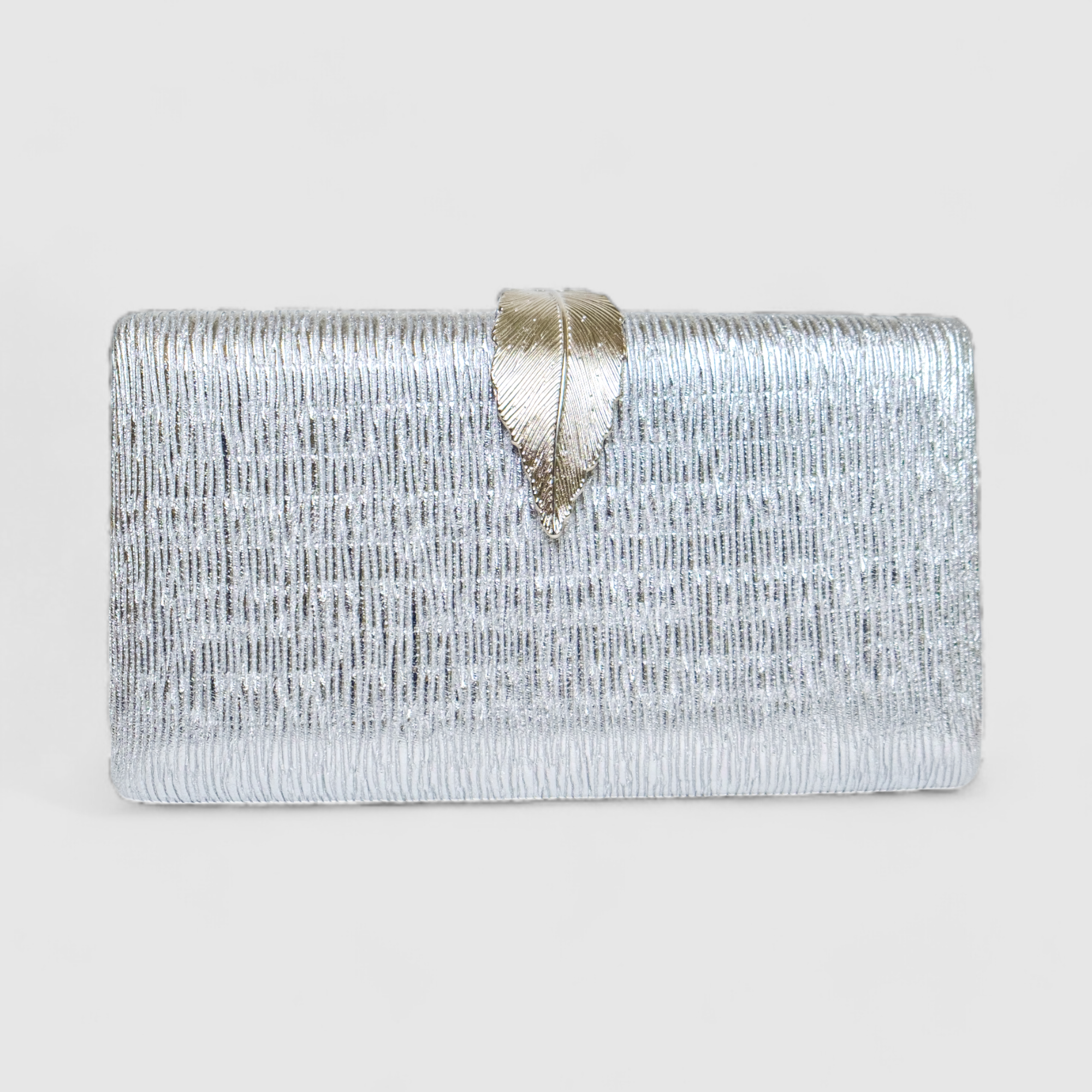 Chokore Shimmery Leaf Clutch/Handbag (Silver)