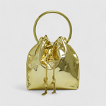 Chokore Chokore Crocodile Pattern Mini Bucket Bag (Beige) Chokore Gold Tassel Potli Bag (Golden)