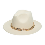 Chokore Chokore Classic Fedora Hat with Stylish Chain Belt (Beige) 