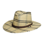 Chokore Chokore Vintage Wide-Brim Plaid Straw Cowboy Hat (Beige) 