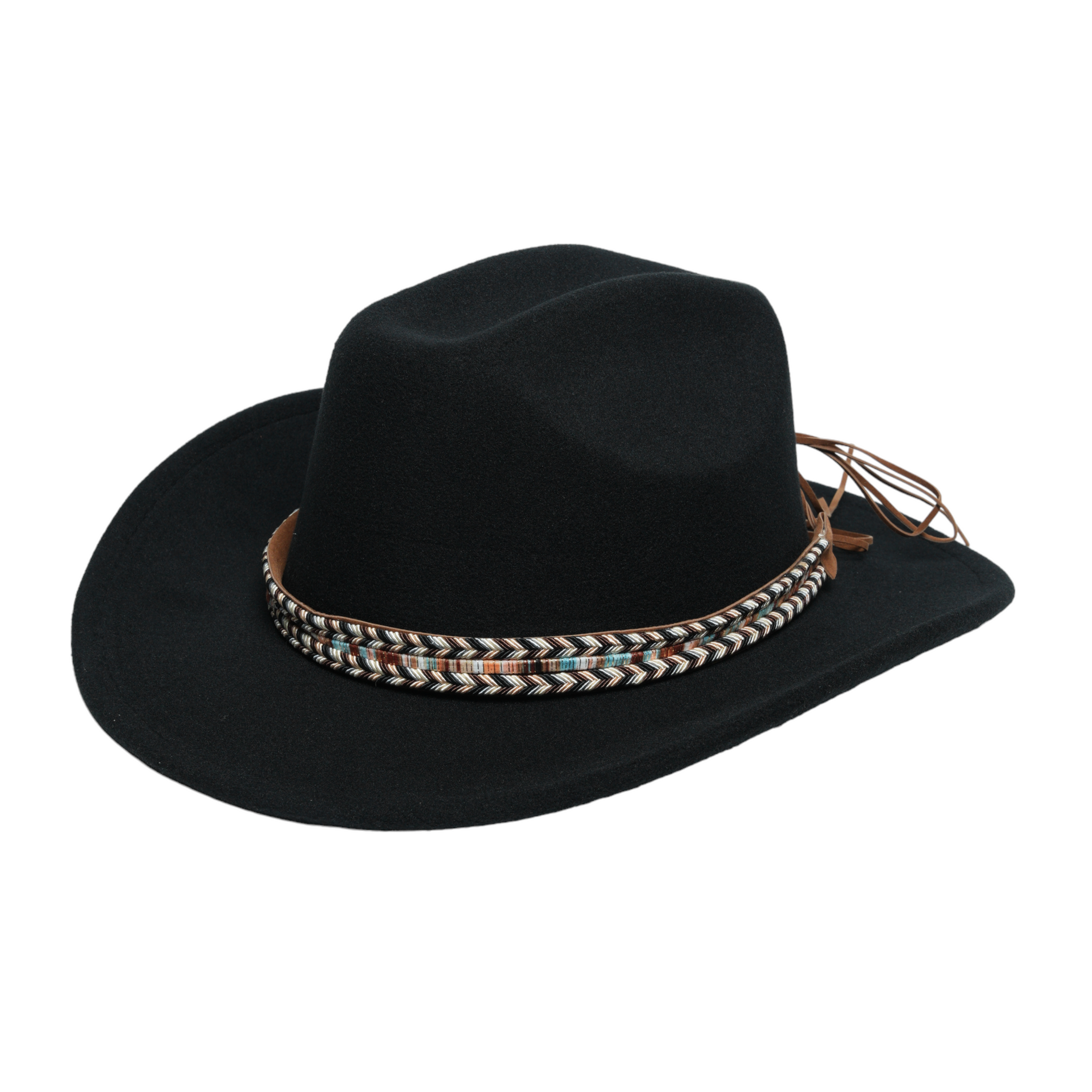 Chokore Cowboy Hat with Multicolor Belt (Black)