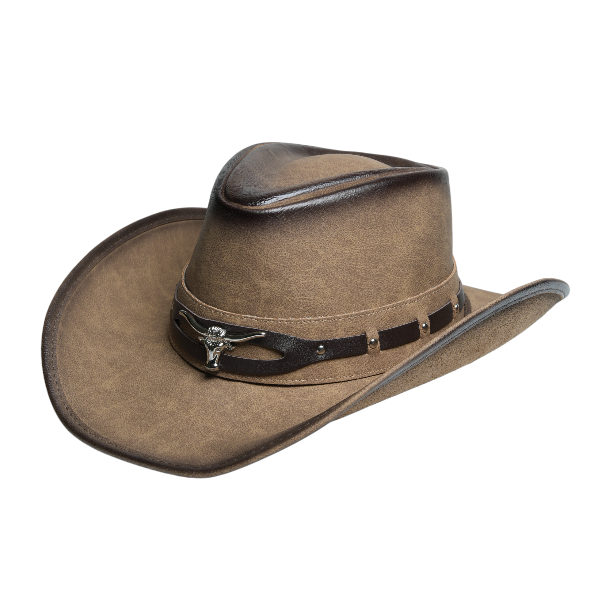 Chokore Vintage Cowboy Hat with Ox head Belt (Light Brown)